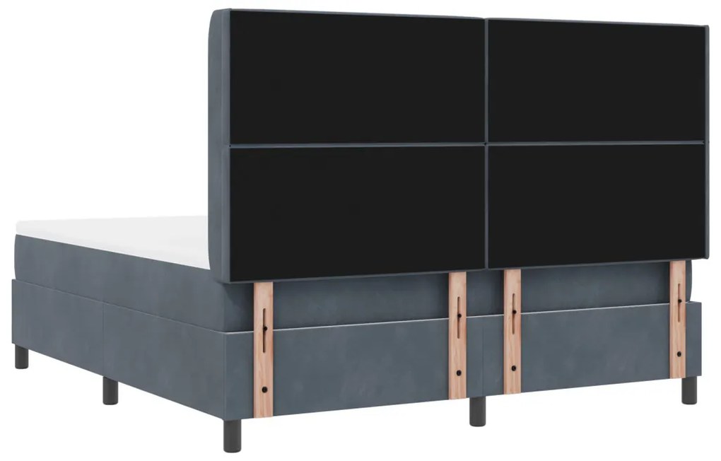 Boxspring Ágy Mattal Sötétszürke 180x200 cm Bársony