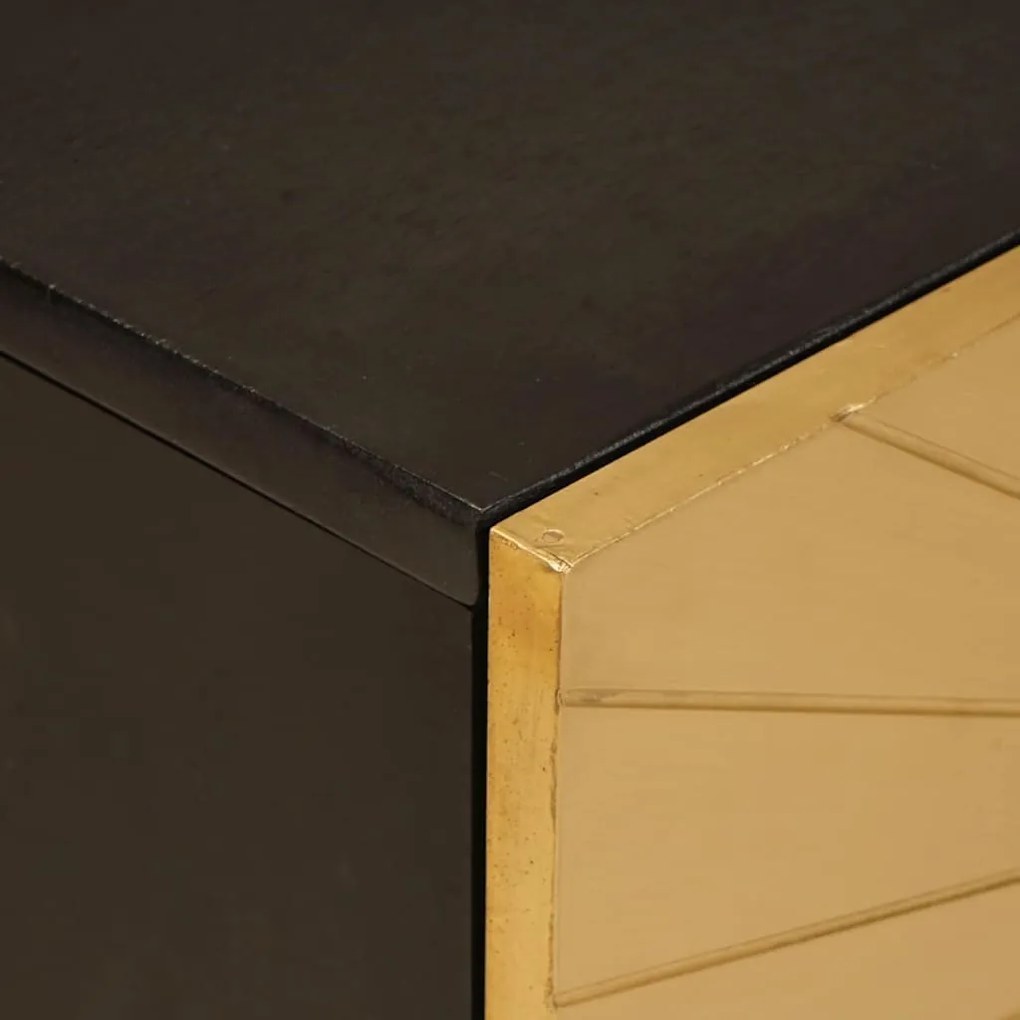 TV szekrény Fekete és Arany 105 x 33 x 46 cm tömör mangófa
