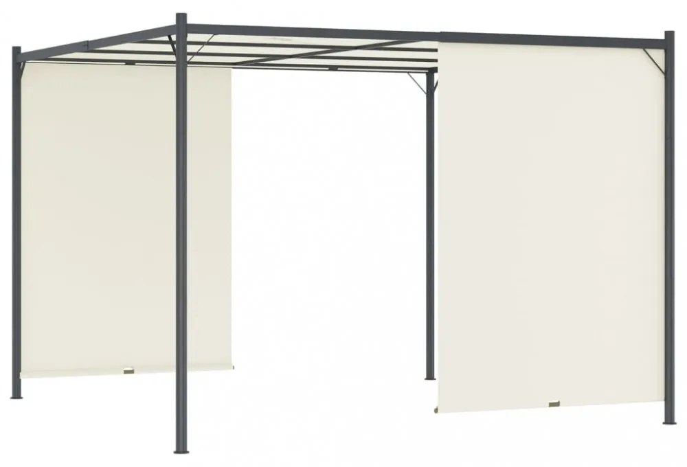 fehér-krémszínű acélpergola állítható tetővel 3 x 3 m