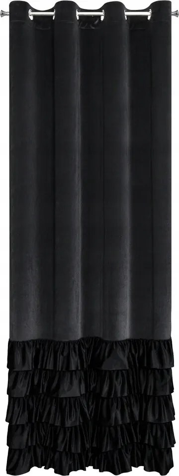 Készfüggöny Dani 140x250 fekete fodros sötétítő bársony