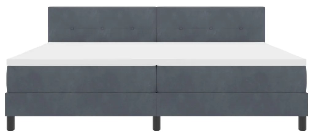 Boxspring Ágy Mattal Sötétszürke 200x200 cm Bársonyos