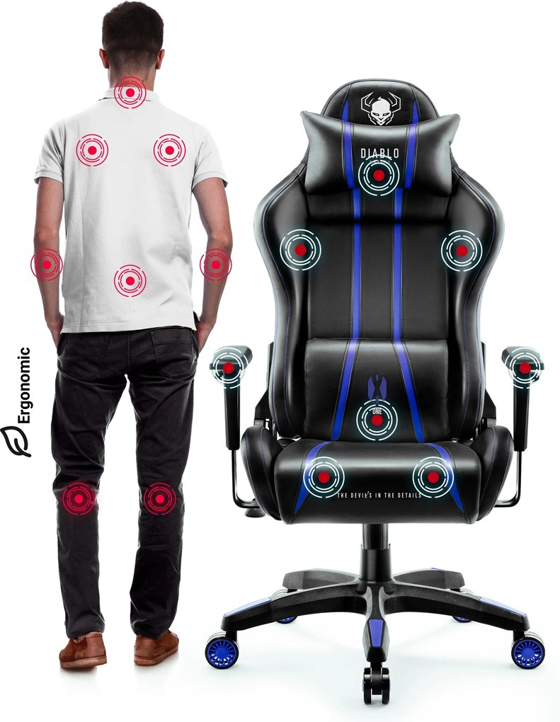 Gamer szék műbőr Normal Size, fekete-kék: Diablo X-One 2.0