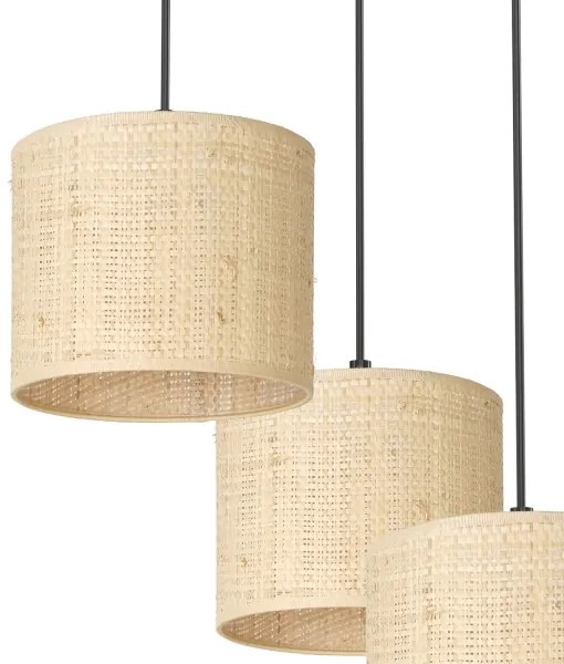 Csillár zsinóron RATTAN 3xE27/60W/230V rattan