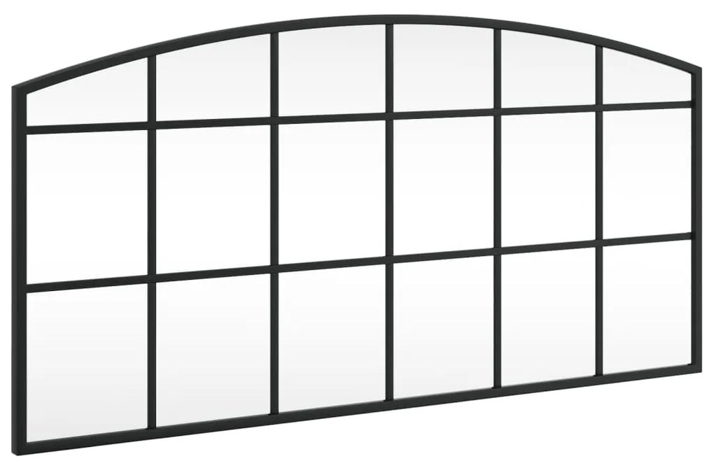 fekete ívelt vas fali tükör 80 x 40 cm