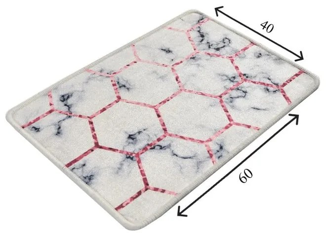 Fehér-szürke fürdőszobai kilépő 60x40 cm Honeycomb - Foutastic