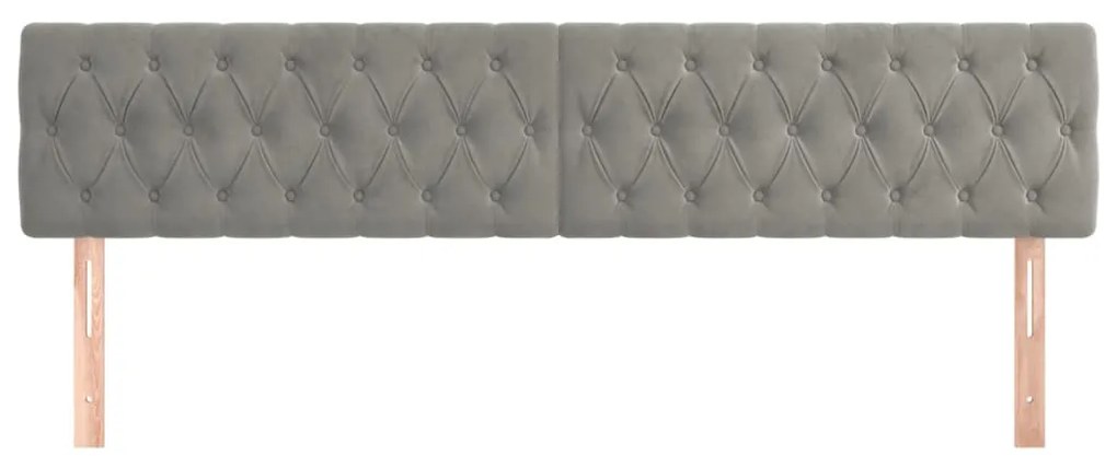 2 db világosszürke bársony fejtámla 100x7x78/88 cm