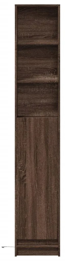 barna tölgy szerelt fa tálalószekrény LED-del 36x32,5x200 cm
