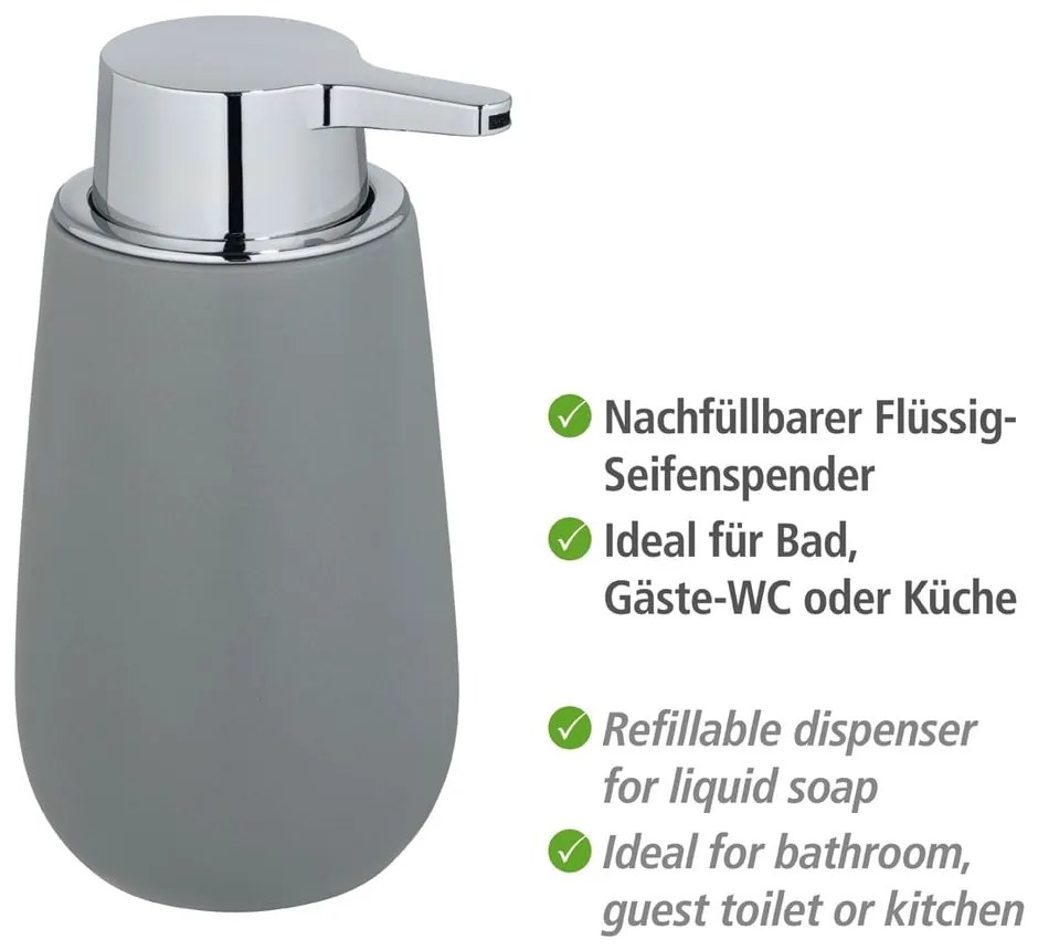Szürke kerámia szappanadagoló 320 ml Badi – Wenko