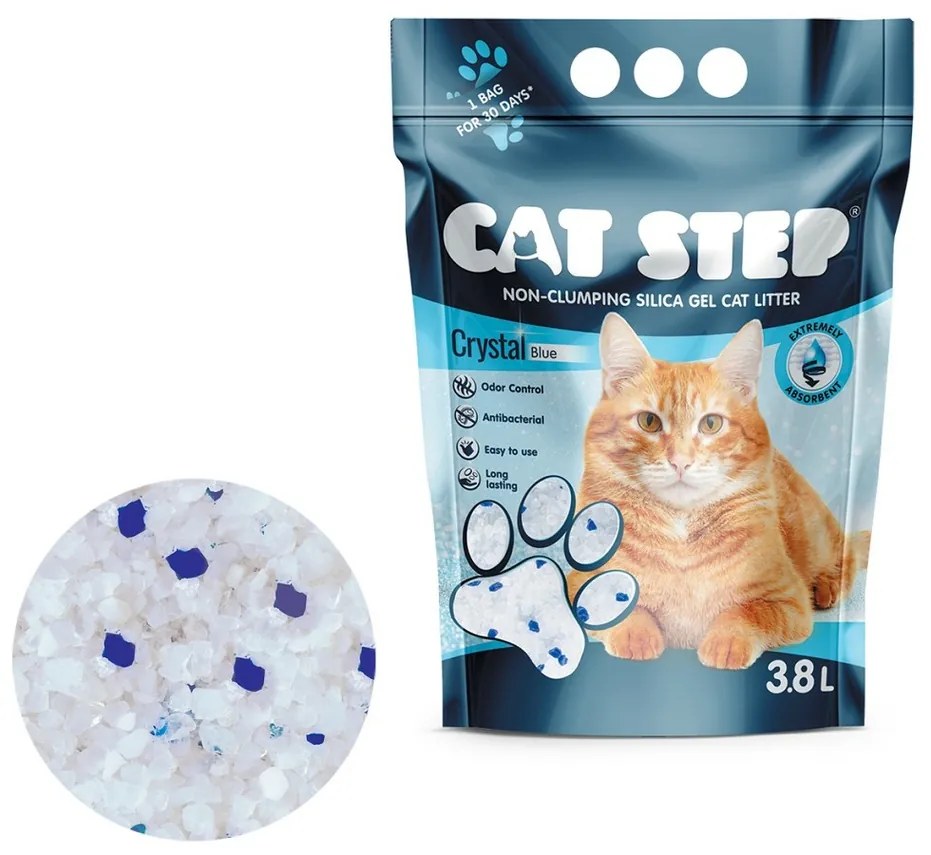 Cat Step szilikagél macskaalom Crystal Blue 1,67 kg, 3,8 l