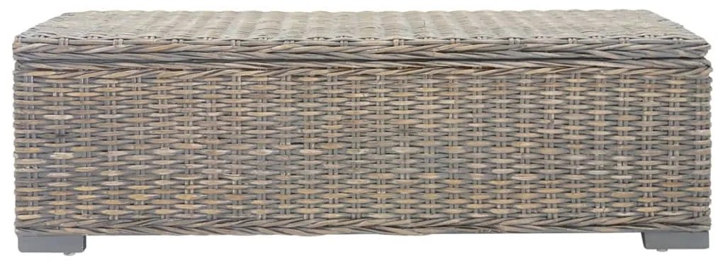 szürke natúr kubu rattan és tömör mahagóni fa tárolódoboz 110 cm