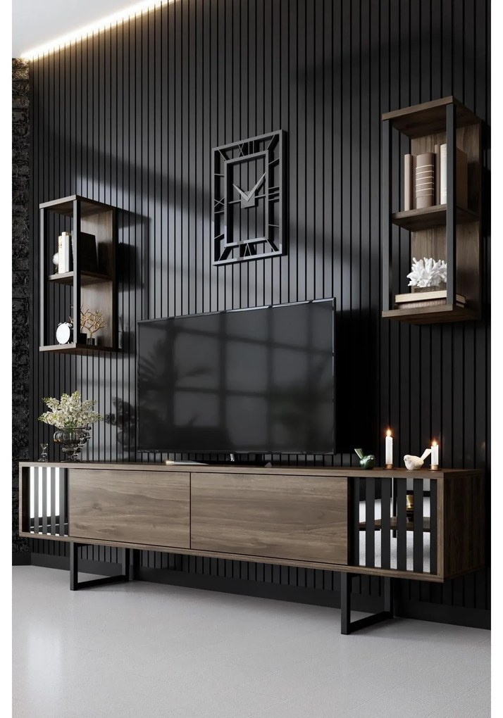 TV szekrény Chrome Line - Walnut, Black