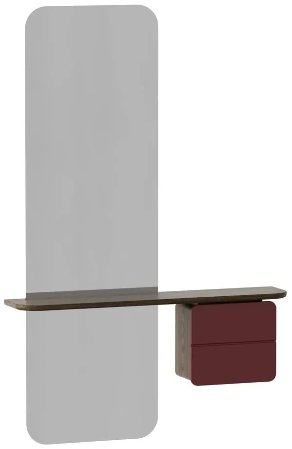 Piros-barna előszoba bútor tölgyfa dekorral One More Look – UMAGE