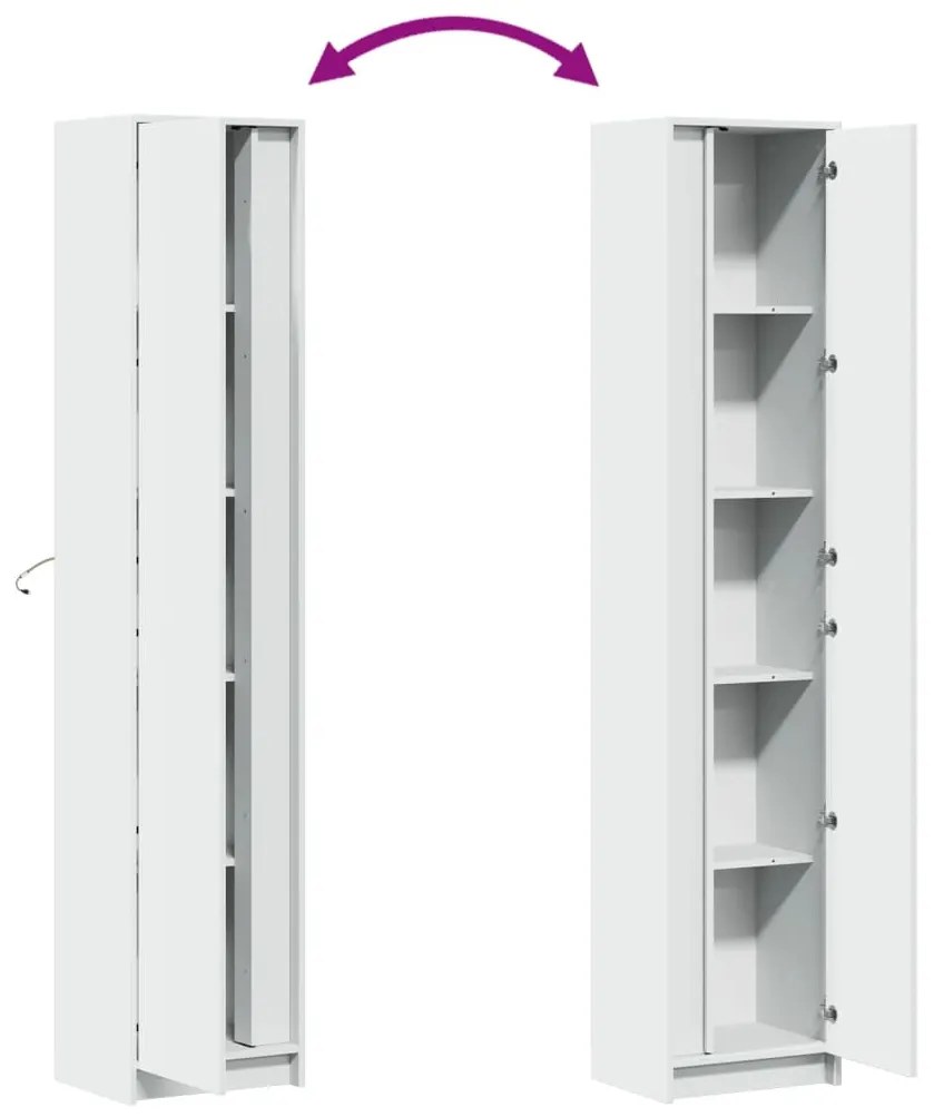 fehér szerelt fa magasszekrény LED-ekkel 41,5 x 32,5 x 200 cm