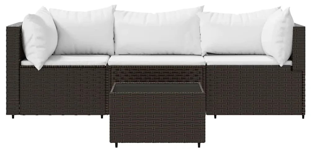 4 részes barna polyrattan kerti ülőgarnitúra párnákkal