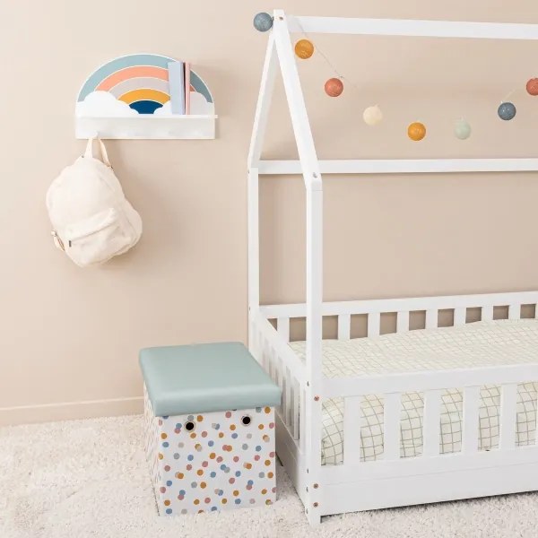 Gyermek fali polc akasztókkal szívárvány/színes