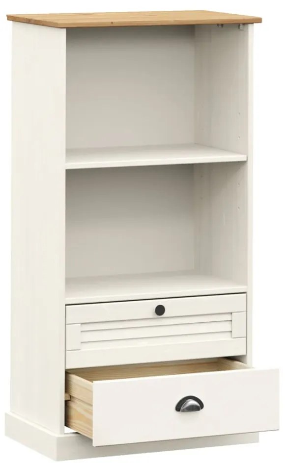 VIGO fehér tömör fenyőfa könyvespolc 60x35x114,5 cm