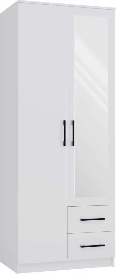 Romana 80 Gardróbszekrény Tükörrel 1 Ajtó 2 Fiók 80 CM Fehér Hálószoba