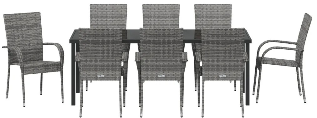 5 részes Kerti Étkezőszett – Szürke Poli Rattan