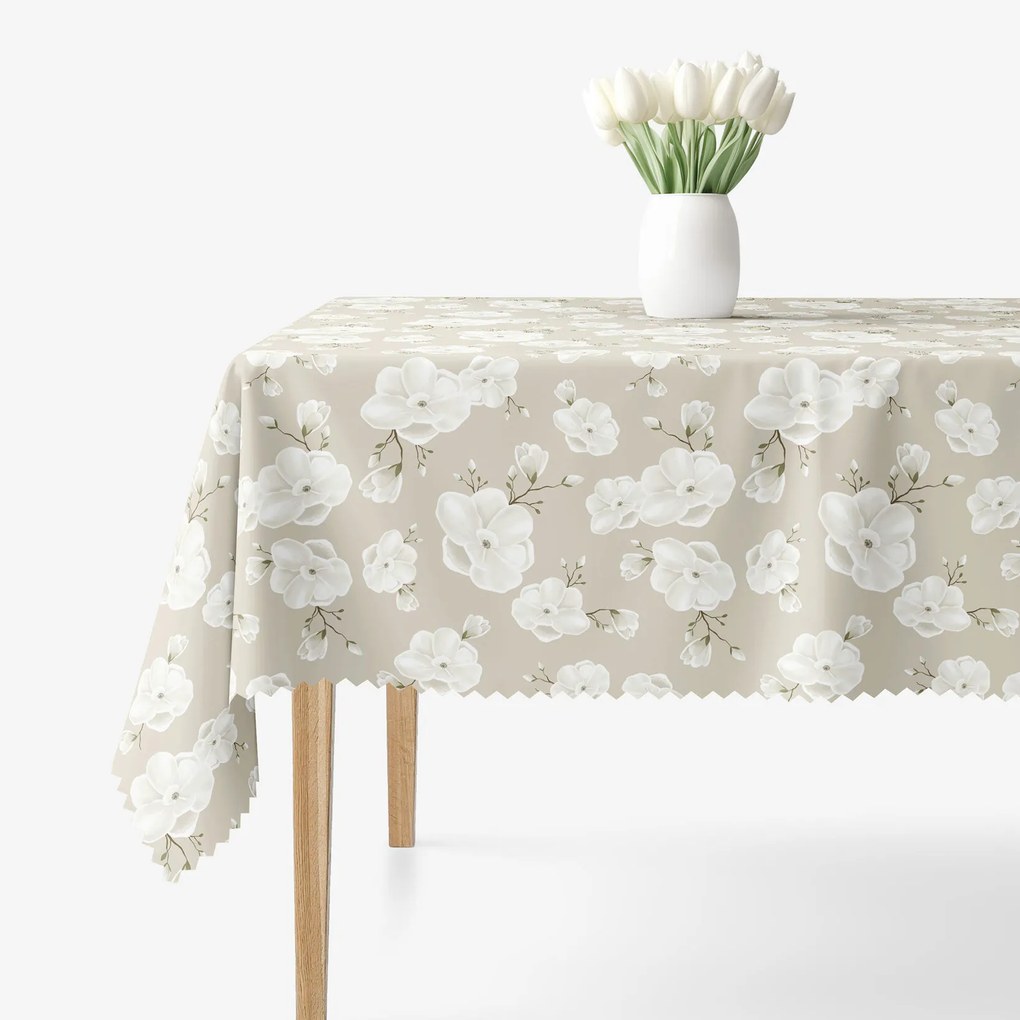 Goldea teflonos asztalterítő - fehér virágok 120 x 120 cm