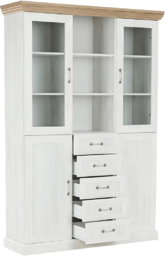 vitrines szekrény, északi sosna/vadtölgy, ROYAL W2D