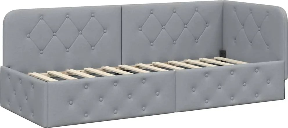 vidaXL Sarokágy keret fejtámlával Világosszürke 80 x 200 cm szövet
