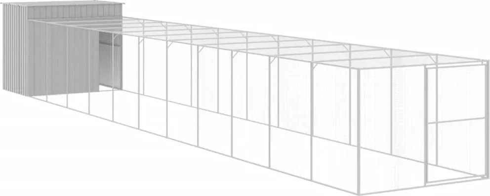 vidaXL világosszürke horganyzott acél tetős kutyakennel 214x1273x181cm