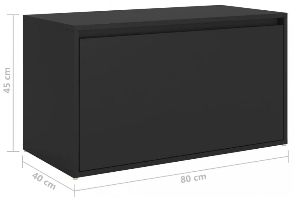 fekete szerelt fa előszoba pad 80 x 40 x 45 cm