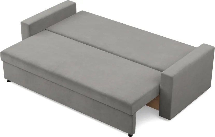 Zeus kanapéágy, bársony, bonell töltet, egyenes kartámasz, világosszürke