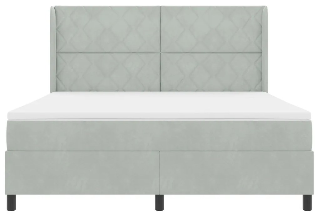 Boxspring Ágy Matrac és LED Világítás Szürke 180x200 cm Bársony