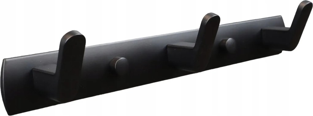 Loft fali akasztó 3 akasztóval – alumínium, matt fekete (250 mm).