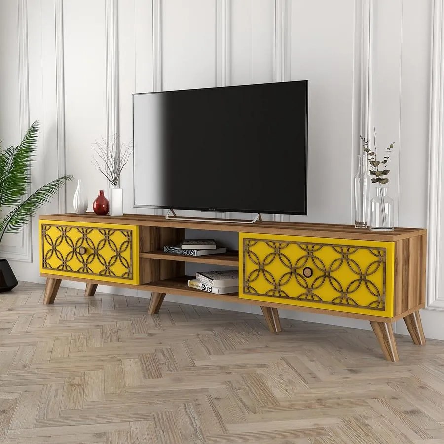 TV szekrény Class - Walnut, Yellow