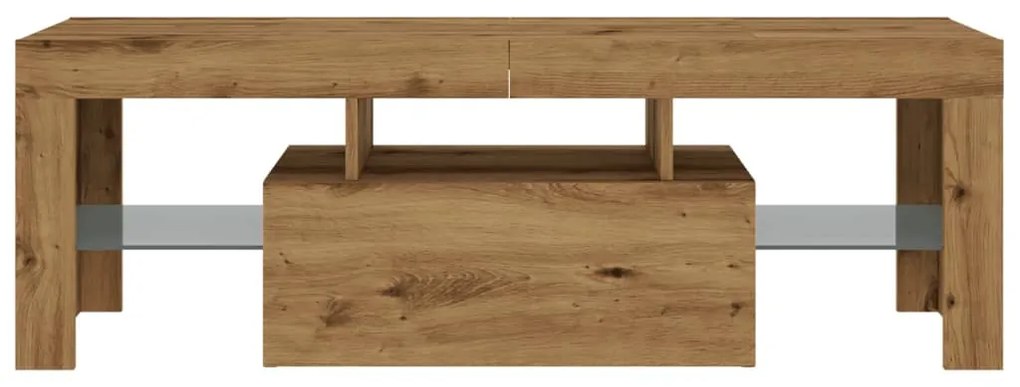 kézműves tölgy szerelt fa TV-szekrény LED-ekkel 120x36,5x40 cm