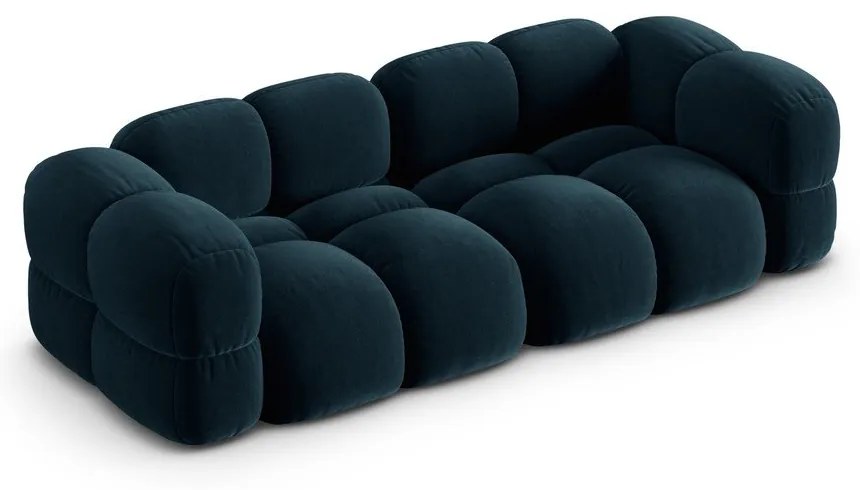 Sötétkék bársony kanapé 250 cm Loretto – Cosmopolitan Design