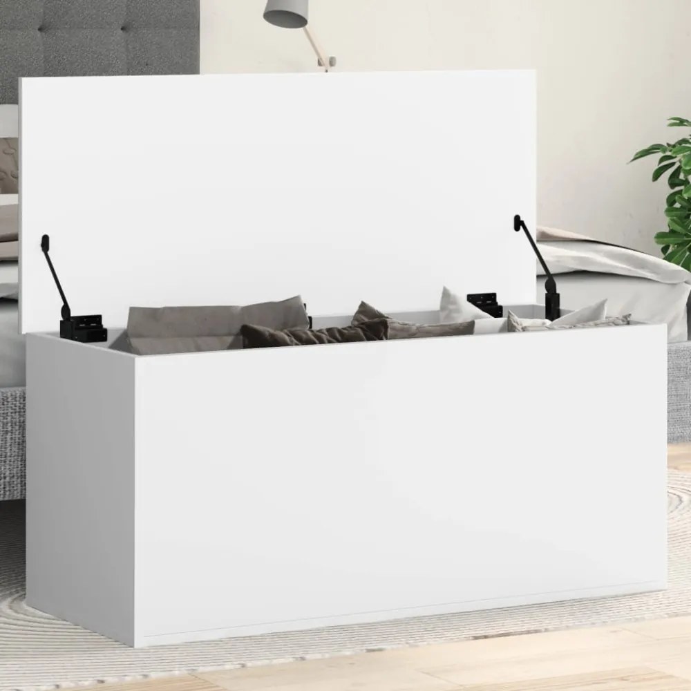 fehér szerelt fa tárolóláda 100x42x46 cm