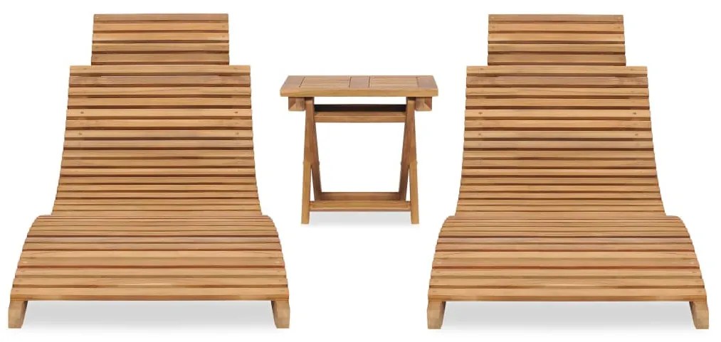 3 részes tömör tíkfa összecsukható kerti ülőgarnitúra