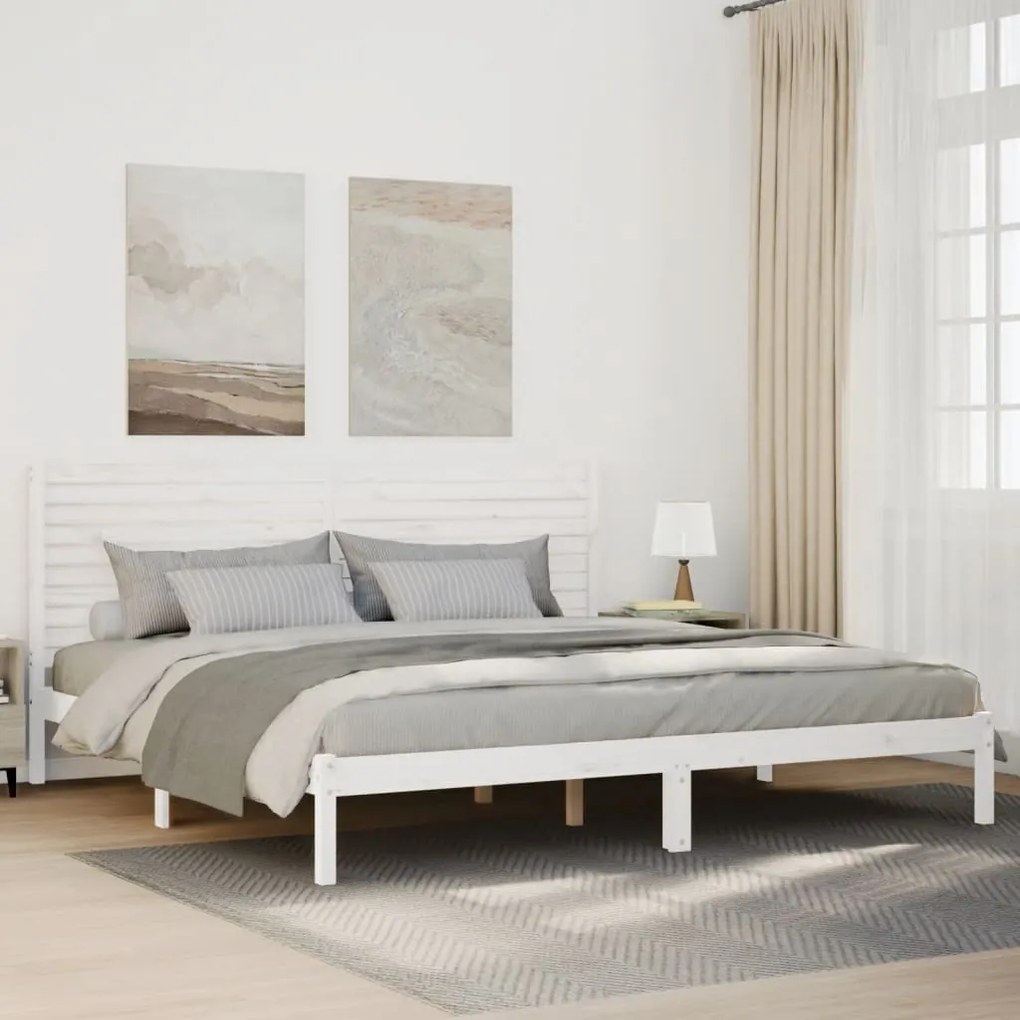 fehér tömör fa extra hosszú ágykeret matrac nélkül 180 x 210 cm