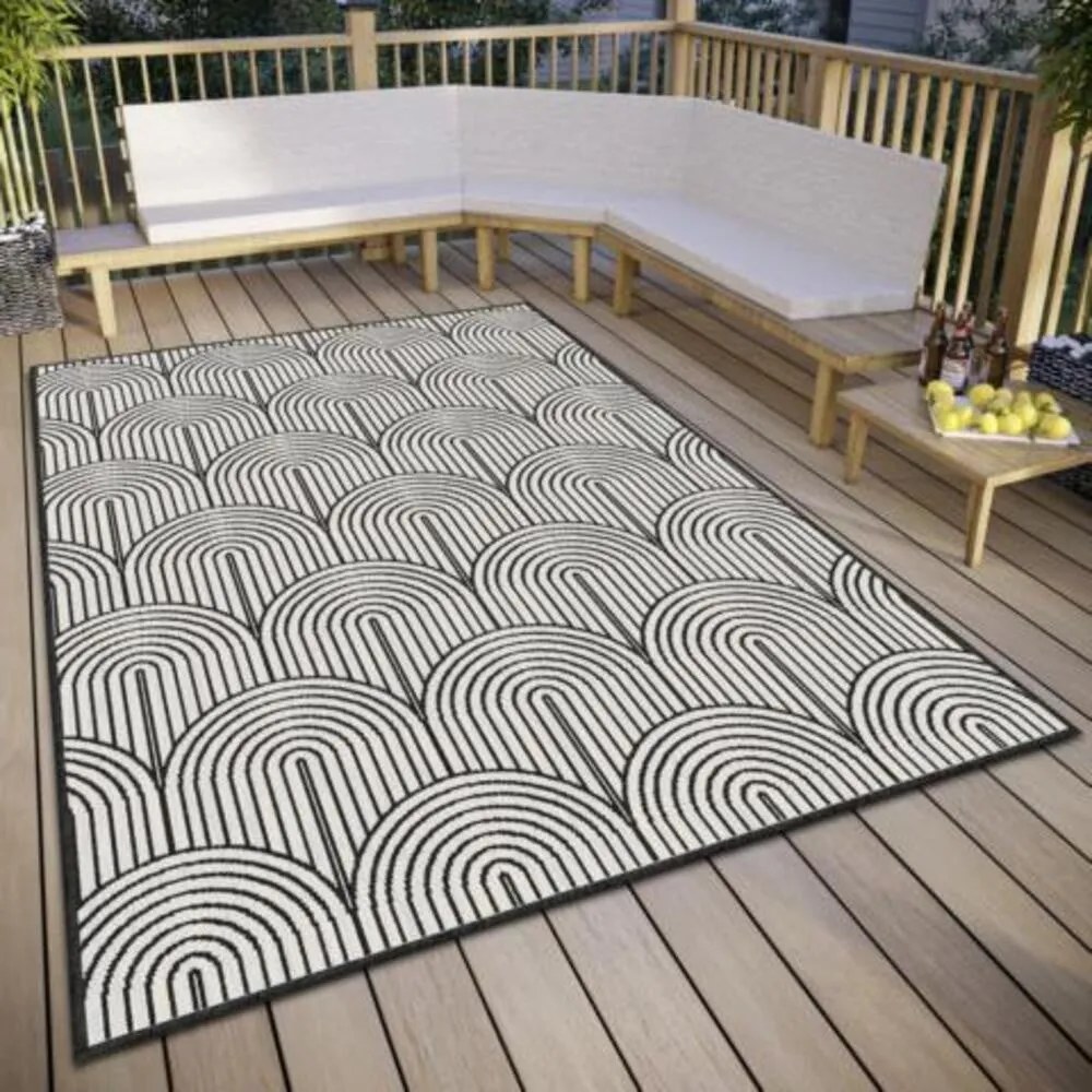 Fekete-fehér kültéri szőnyeg 200x290 cm Pangli Black – Hanse Home