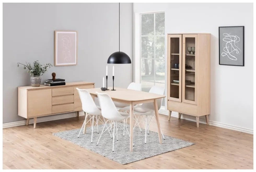 Natúr színű tálalószekrény tölgyfa dekorral 80x178 cm Nagano – Actona