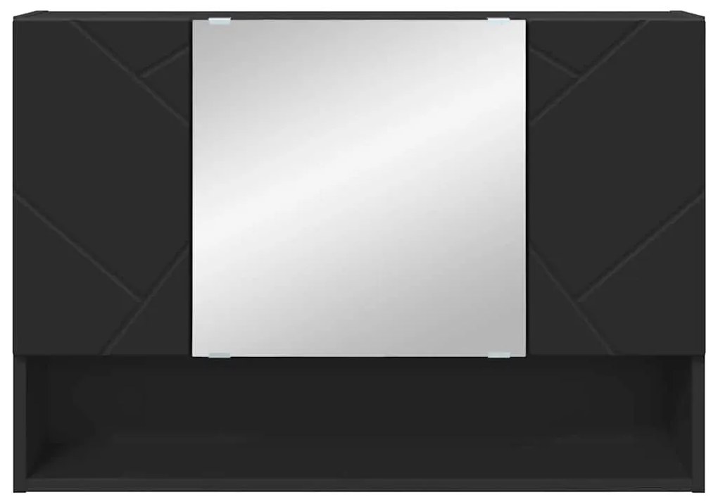 Fürdőszobai tükörszekrény Fekete 80 x 17 x 55 cm Faanyag