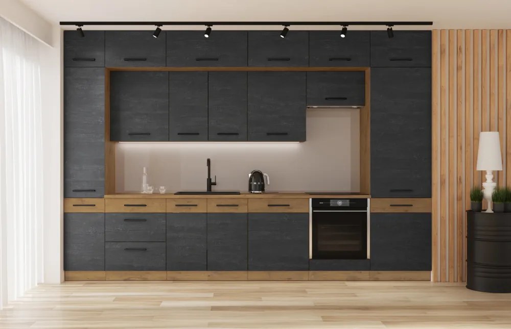 Mosogató szekrény, szürke matt/tölgy lancelot, VEGA 80 ZL 2F BB