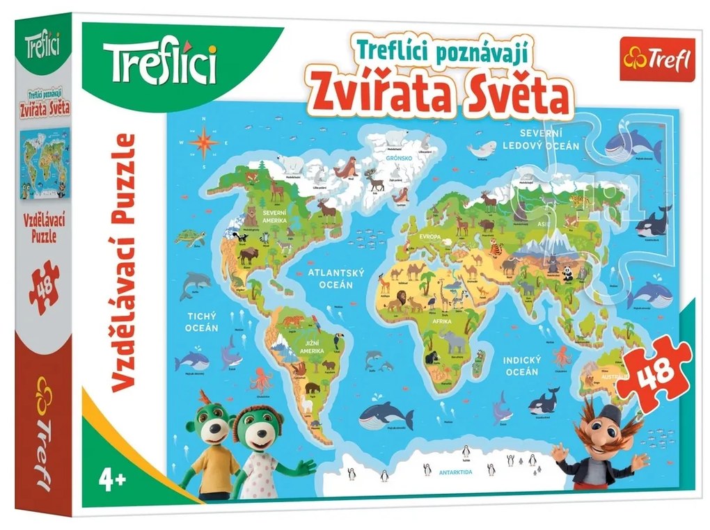Trefl Puzzle Treflici ismeri a világ állatait , 48darab