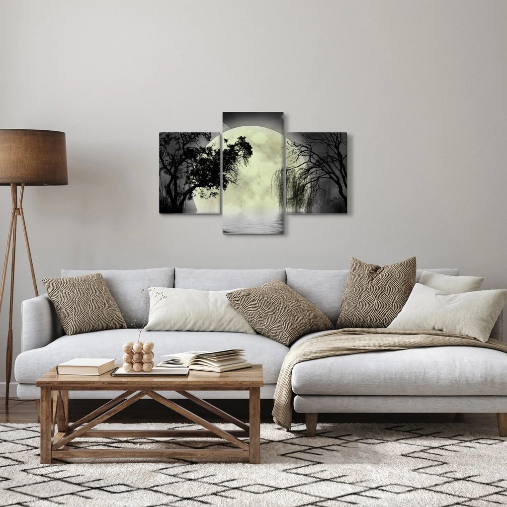 Kép - Telihold a felszín felett, fekete-fehér változat (90x60 cm)