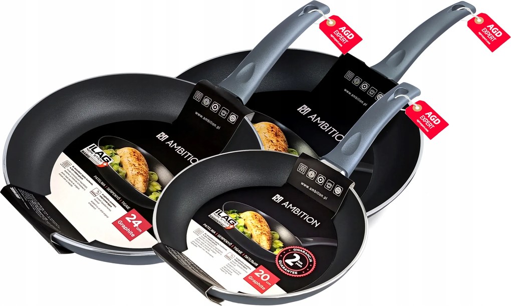 Serpenyő Szett Ambition Graphite 20 24 +28 CM Svájci Ilag Bevonat