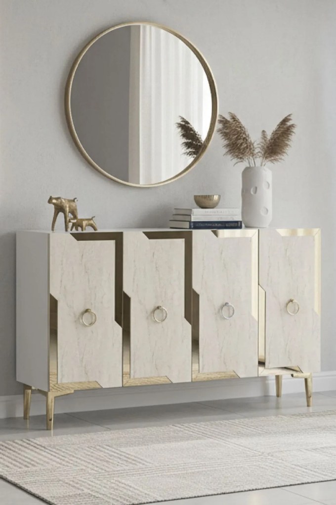 Seza 120 - White, Travertine, Gold