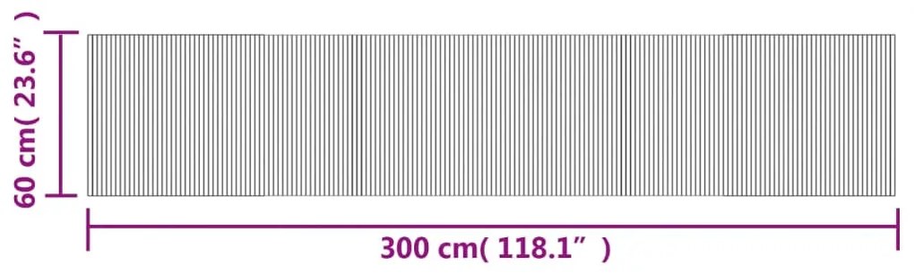 négyszögletű fekete bambusz szőnyeg 60 x 300 cm