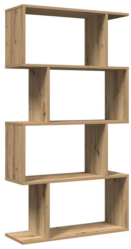 4 szintes kézműves tölgy fa elválasztó könyvespolc 70x24x129 cm