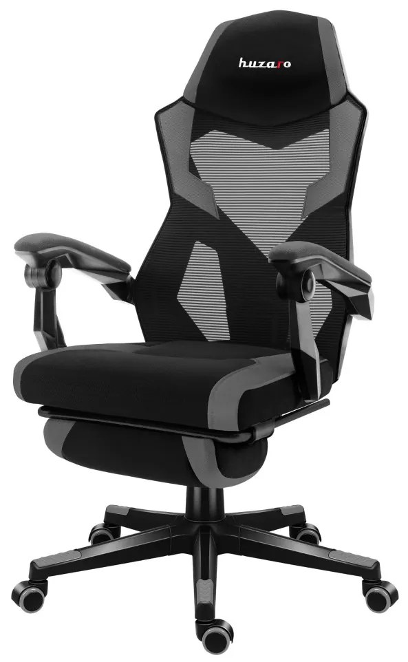 Gamer szék lábtartó, lélegző anyag, ergonómikus kartámaszok, Grey