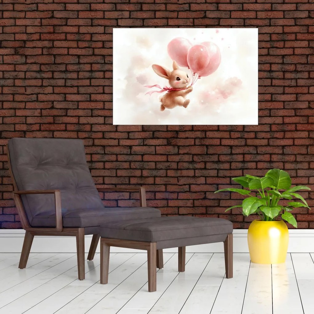 Kép - Nyuszi léggömbökkel (90x60 cm)
