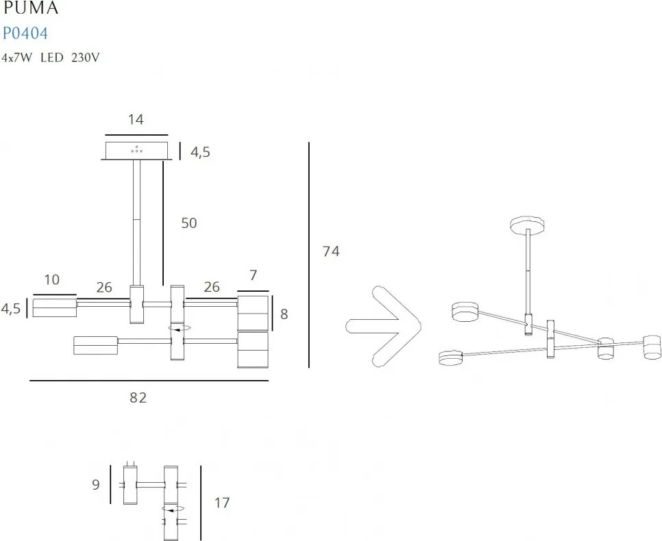 Függeszték Fekete MAXLIGHT P0404