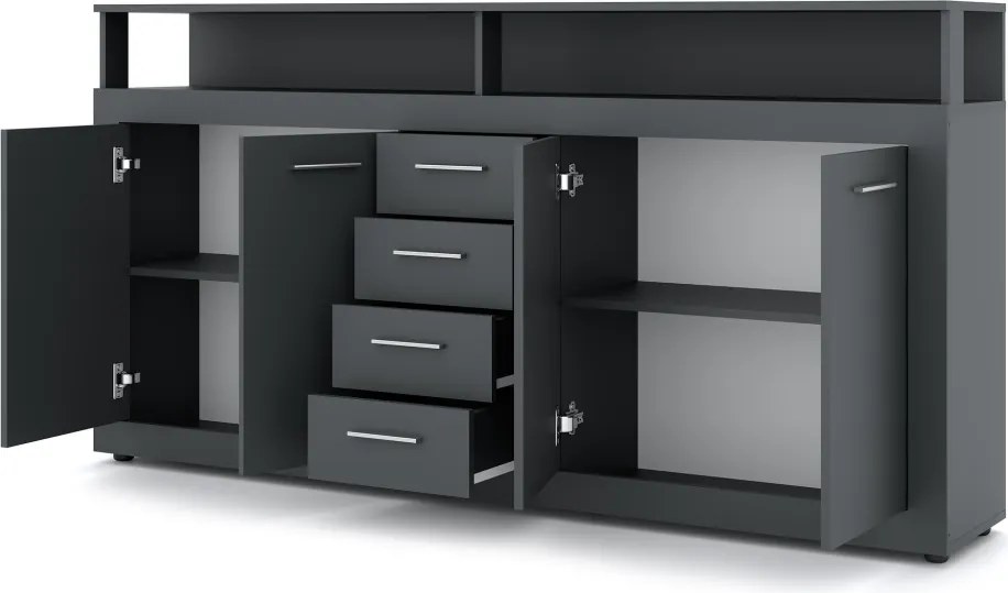 XXL/LUNA komód 4 ajtó / 4 fiók, antracit / antracit